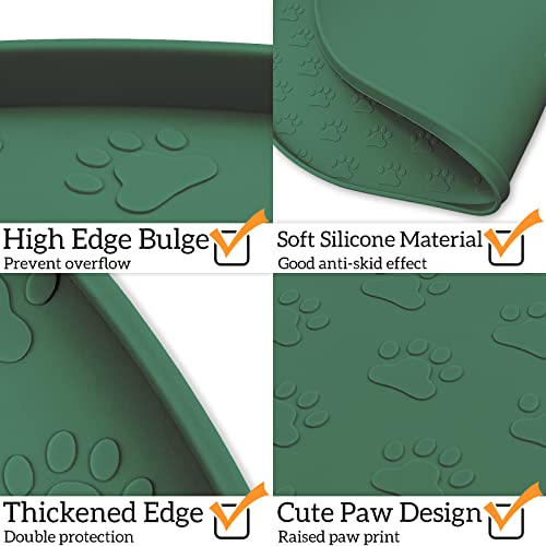 Dog Food Mat Spill (Hunter Green / 19"L x 12"W)