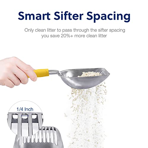 Cat Litter Scoop (Large / FLAT Aluminum \ #04 Yellow Handle)