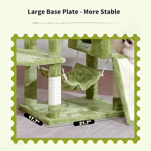 Cat Tree 71'' Tower for Large Cat with Scratching Post (71 inches / Green)