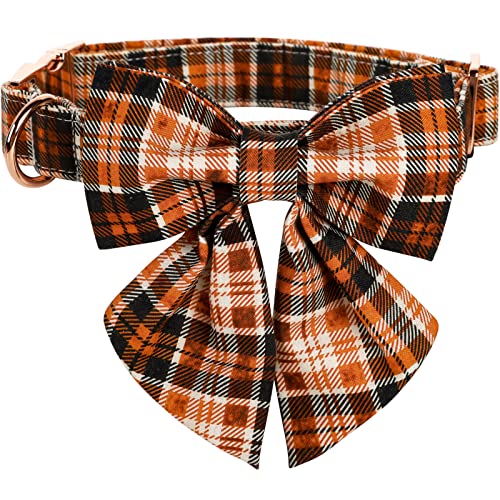 Halloween Dog Collar with Bowtie (C:O&B Grid / Small (Pack of 1))