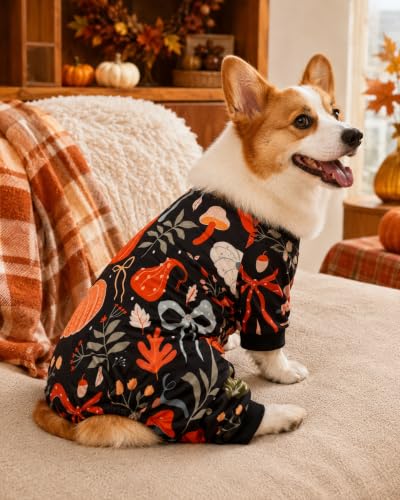 4 Pack Dog Pajamas Fall Pumpkin for Medium Dogs (Large)