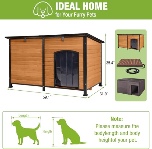 Extra Large Heated Dog House Insulated Dog Kennel Winter Shelter with Safe Thermostat