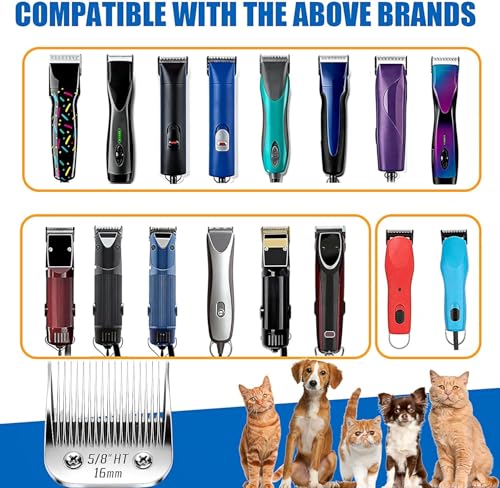 5 8" HT Wide Blade Dog Grooming Blades for Andis (Silver/Size 5/8)