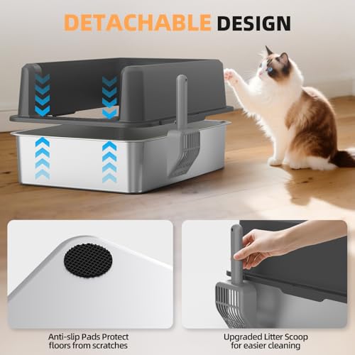 Stainless Steel Cat Litter Box (1 - Dark Gray (Pack of 1))