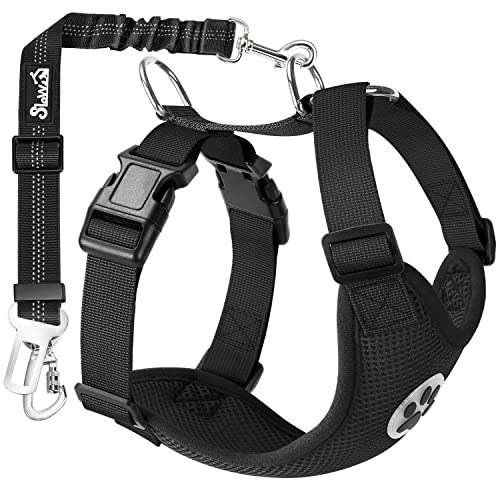 Dog Seat Belt and Harness for Car (Black / Large)