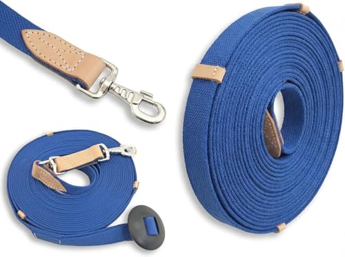 35' Flat Cotton Web Lunge Line with Bolt Snap & Rubber Stop (Sapphire / 35')