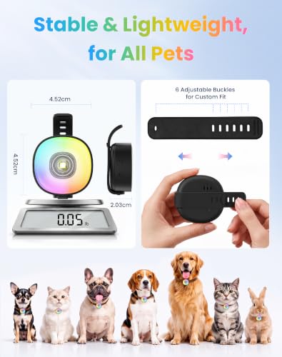 2-in-1 Dog Tracker GPS with LED Light, Pet GPS for Pets,Rechargeable (Black)