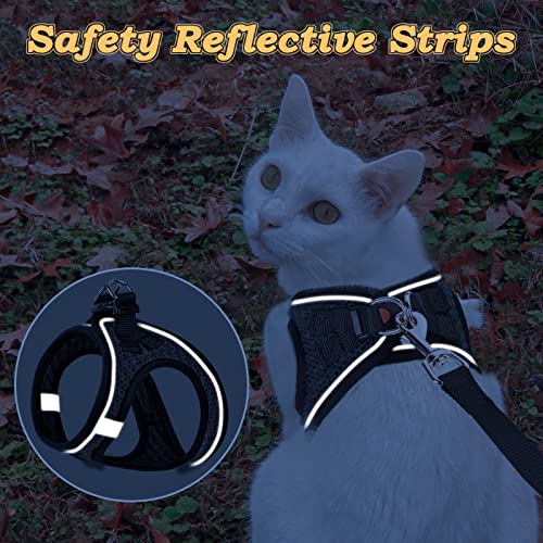 Cat Harness and Leash for Walking Escape Proof (M / Black)