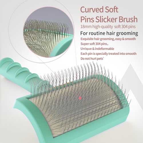 Dog Slicker Bursh for Goldendoodles Toy Poodles Fluff Shedding (green)