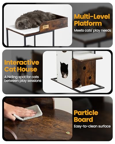 Wood Modern Cat Tree Tower (84 inch / Rustic Brown1)