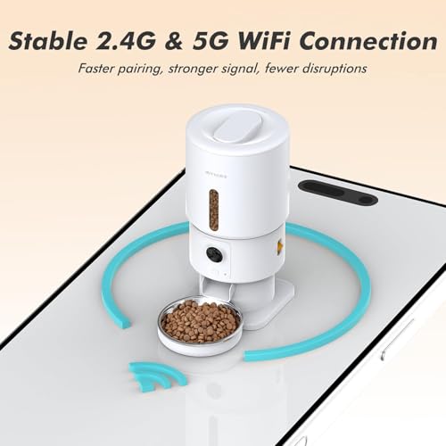 Automatic Cat Feeder with Camera (Pure White)