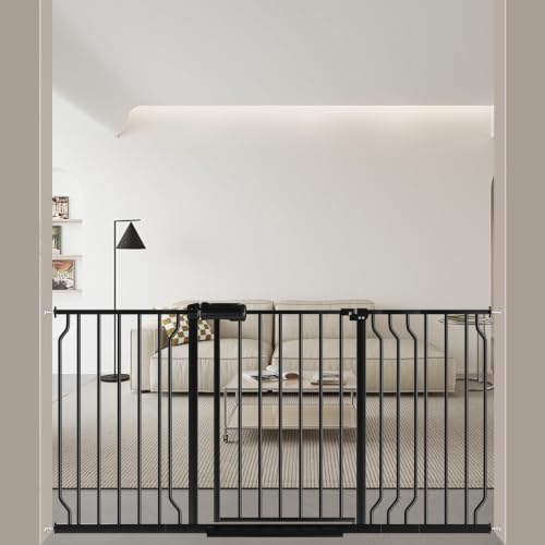 52.76 62.2" Extra Wide Pressure Mounted Baby Gate 30" Tall Black (Black / 52.76-62.2"/134-158cm)