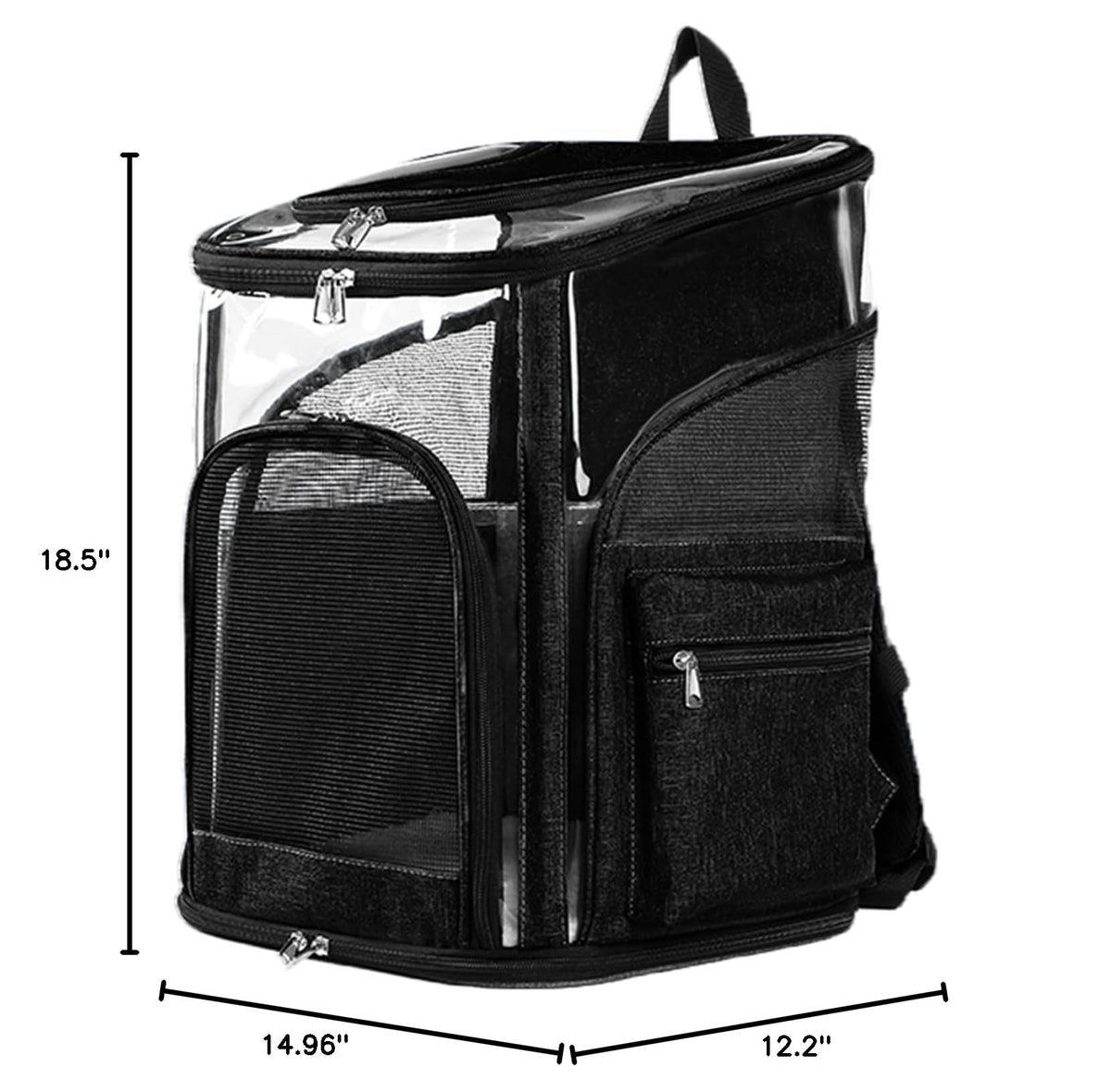 Cat Carriers Dog Carrier Pet for Small Medium Cats Dogs Puppies up to 25 Lbs (15.0"L x 12.2"W x 18.5"H / Black)