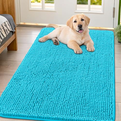 Dog Door Mat for Muddy Paws 44x32 (Aqua Blue / 44"X32")