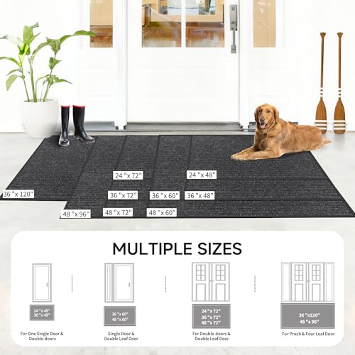 Front Door Mat (3' x 4' (Rectangular) / Black Striped)