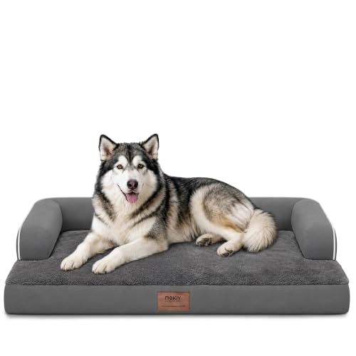 XXL Orthopedic Waterproof Dog Bed with Bolster for Extra Large Dogs (45.0"L x 35.0"W x 8.0"Th / Dark Grey)