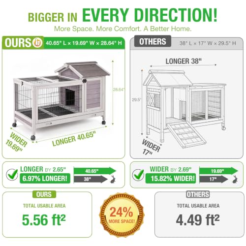 Rabbit Hutch Indoor Bunny Cage Outdoor Wood House with Wire Mesh