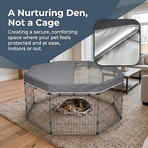 Octagonal Playpen Top Cover for 24" Side Metal Pet Pen (Gray / No Pen: 00-Inch High)
