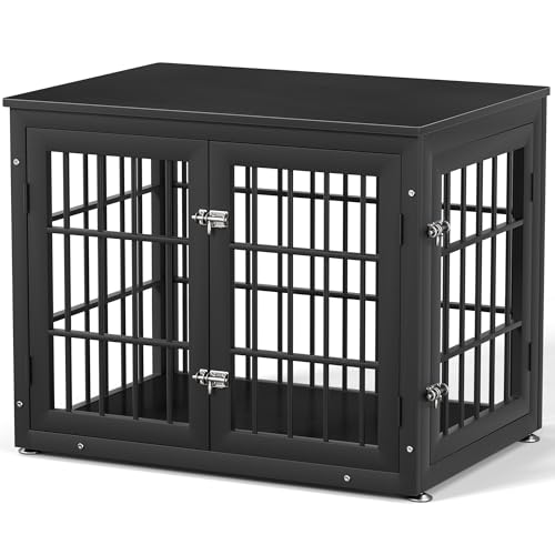 32" Heavy Duty Dog Crate Furniture for Small and Medium Dogs (Black / 32.7"L x 23.6"W x 26.2"H)