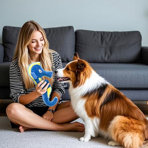 Dog Toy Squeaky Aggressive Durable Dog Toys for Dogs Chew No (Blue)