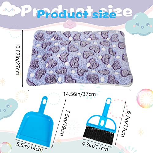 6 Pieces Guinea Pig Bed Plush Hamster Mat Bunny Bed Small Animal Sleeping Bedding Pads with Cleaning Dustpan Brush for Chinchilla Squirrel Hedgehog Small Animals (Vivid Color)