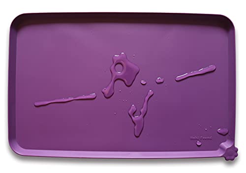 Waterproof Pet Feeding Mats with High Lips (19"L x 12"W / Eggplant)