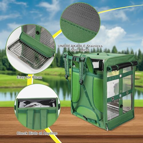 Bird Carrier Travel Cage (17.5"L x 14.8"W x 23.6"H / Green)