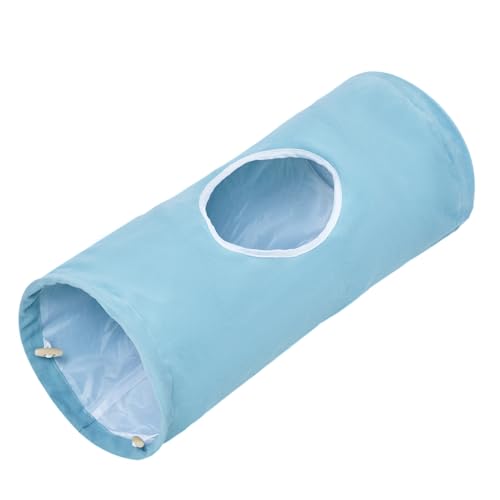 Cat Tunnel Large Indoor Durable Collapsible Interactive Cat Tube with Peek (PurpleBlue)