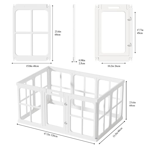 Clear Acrylic Dog Playpen with Door (Window Shape Panel White / 23.6" Height)
