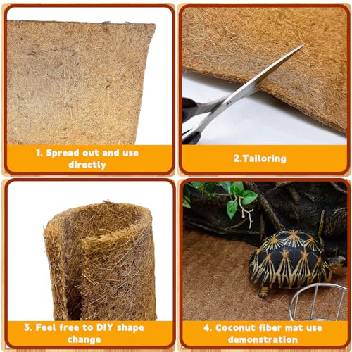 157x15.7in Reptile Carpet Coconut Fiber Substrate Large Coco Liner Roll Lizard Cage Mat Natural Coco Fiber Bedding for Bearded Dragon Turtles Iguana Tortoise Pad Garden Decoration (15.7x157Inch)