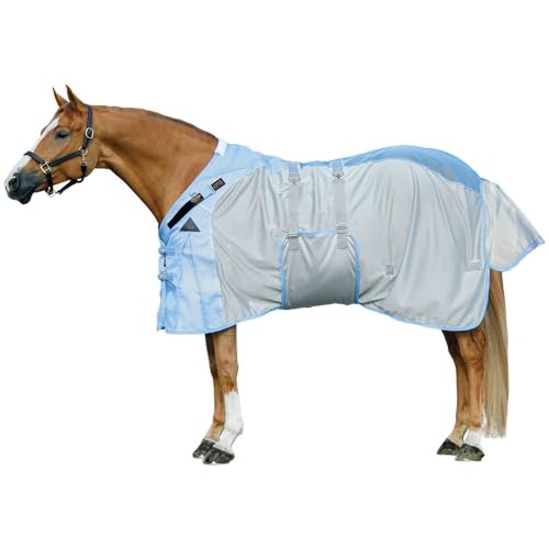 Adjusta Fit Mosquito Mesh Hybrid II Horse Fly Sheets (Horse Size 68 / VTEK Bellyband / Blue)