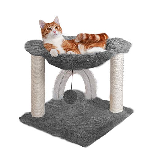 15.75" Tall Playground for Indoor Cats (Cat Tower / Plush Hammock Playground (Gray))