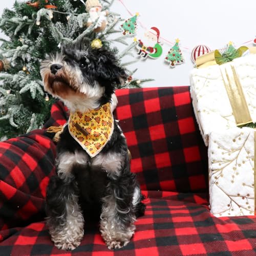 Thanksgiving Dog Bandana Washable Cotton Handkerchief Scarf Triangle Turkey Bandana for Small Medium Large Dogs Girl Boy Gift (4 Color Turkey / Large (Pack of 1))