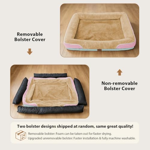 Orthopedic Washable XXL Dog Bed for Extra Large Dogs (Ivory Pink / 45"L x 35"W x 7.5"Th)