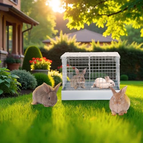 2 Hole Rabbit Transport Cage with Divider (Sliver / 17.9"L x 17.9"W x 3.7"H)