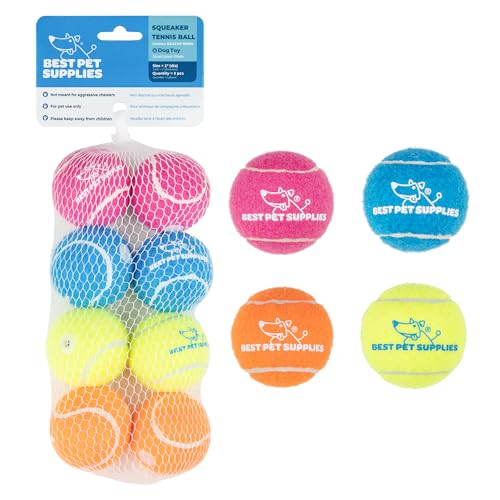 Interactive Squeaky Dog Chew Toy (Tennis (Assorted Color) / Small (Pack of 8))