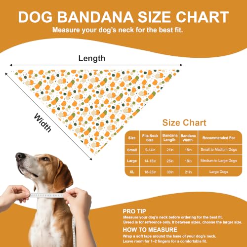 Fall Pumpkin Dog Bandana for Medium Dogs (Fall-White/Stripe (2-Side) / Large)