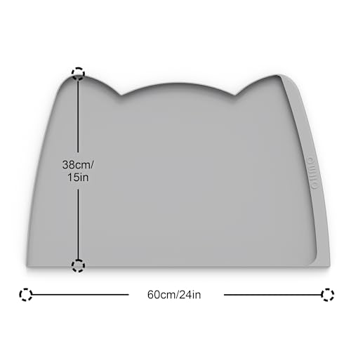 Large Dog Food Mat (24"L x 15"W / Ash Light Grey)