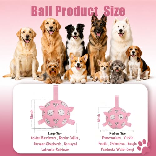 Dog Soccer Ball with Straps (Pink / Medium-6 Inch)