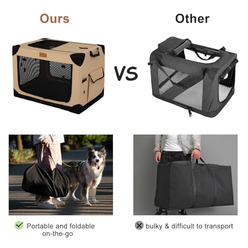 Soft Dog Crate for Extra Large Dogs (Beige / 42.0"L x 31.0"W x 31.0"H)