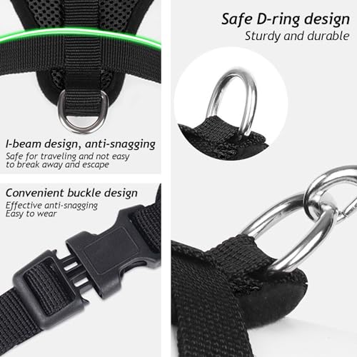 Black Cat Harness and Leash Set (black / M：(Neck:11.81" chest:14.56"-18.50"))