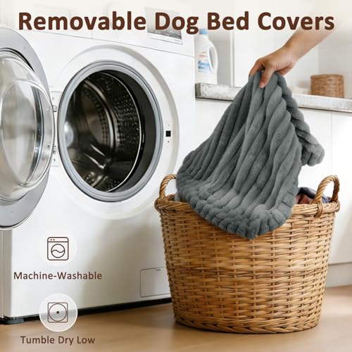 XL Dog Bed Flat Pet Beds with Removable Washable Cover (Grey / XL(42"x27"x4"))
