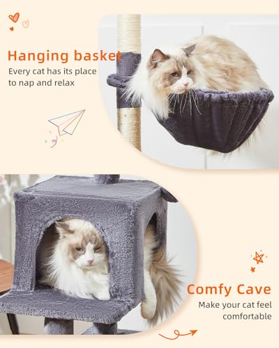 Cat Tree 49In Cat Tower for Indoor Cats Large Adult (Smoky Gray / 49.2 Inches)