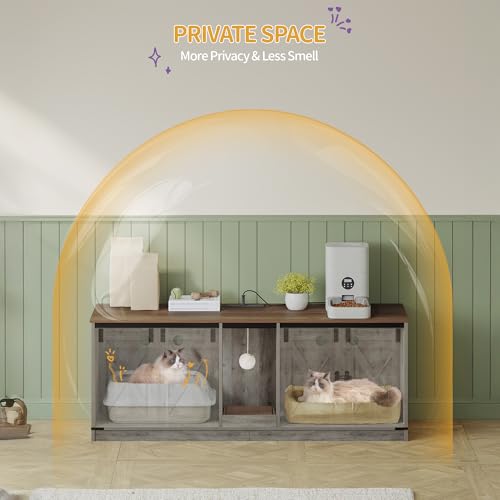 Cat Litter Box Enclosure for 2 Cats (Greige)