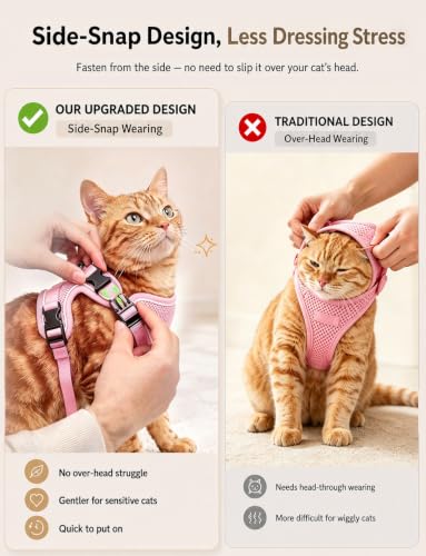 Cat Harness and Leash Set (H600 Pro Pink / X-Small (4-6lb))