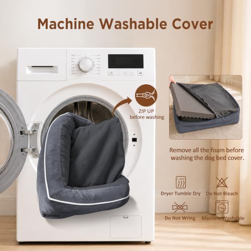 Waterproof Orthopedic Dog Bed for Medium Size Dog (30.0"L x 20.0"W x 7.0"Th / Dark Grey)