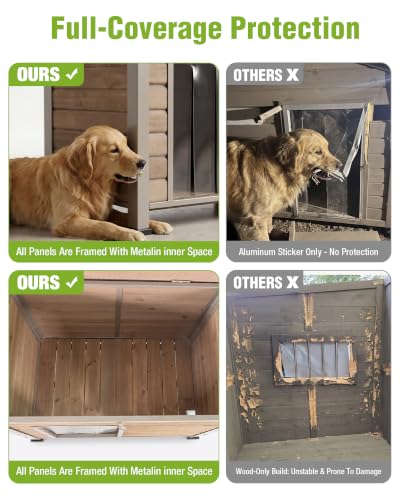 Heated Dog House Outdoor 35.5" Large Dog Kennel with Metal Frame Insulated Dog Crate Cage for Small to Medium Dogs Outside with Heater and Insulated Liner