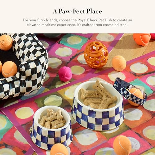 Enamel Pet Dish (Royal Check / Medium)