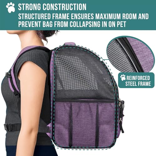 Dog Backpack Carrier Airline Approved Cat Pet Puppy Bag (Heather Purple)