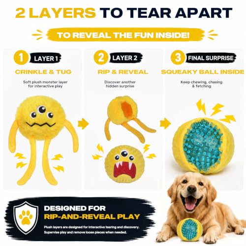Dog Toys for Aggressive Chewers (M/L / Yellow)